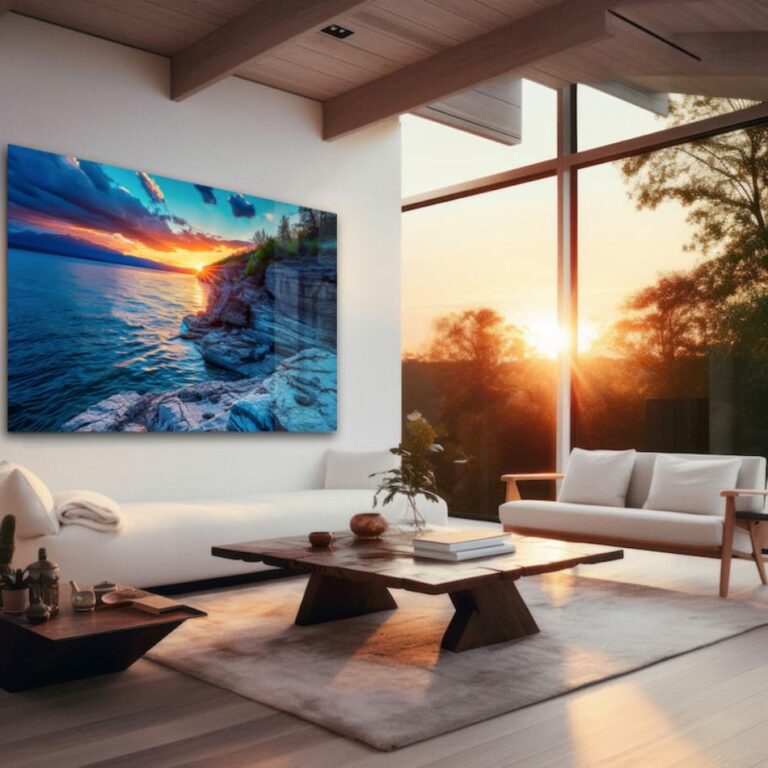 Acrylic glass photo sunset at the sea