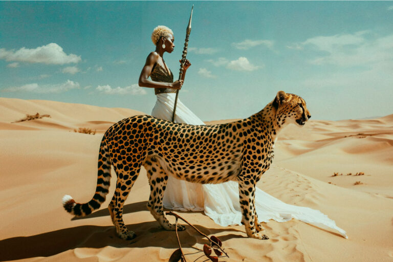Guépard d&#39;art en plexiglas et culture africaine