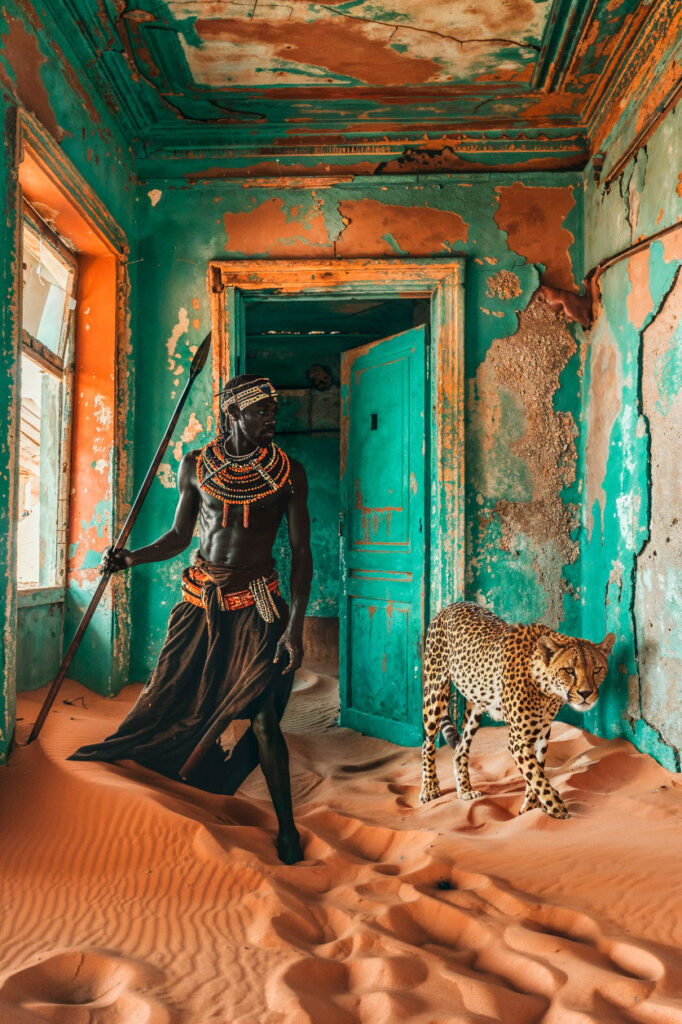 Plexiglass art cheetah and African culture