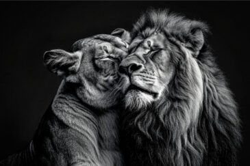 Photo en plexiglas d&#39;un couple de lions