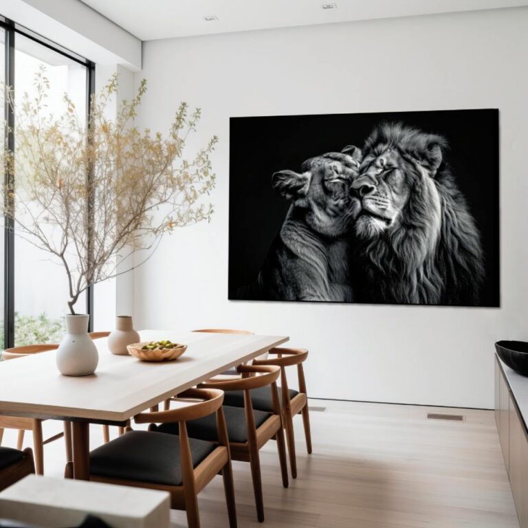 Acoustic art photo of lion couple