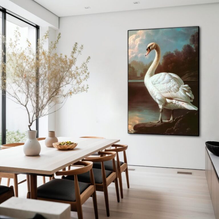 Wall art swan as an old master